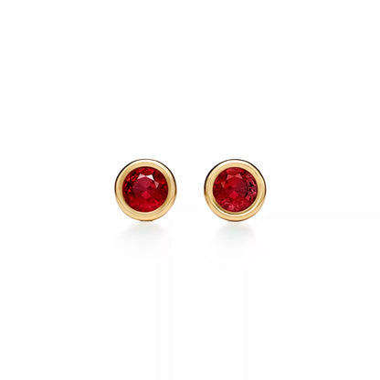 Carave Paris Ruby Red Bezel Stud Earring