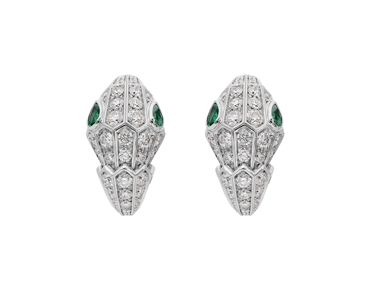 Carave Paris Serpente Emerald Pavé Hoop Earrings