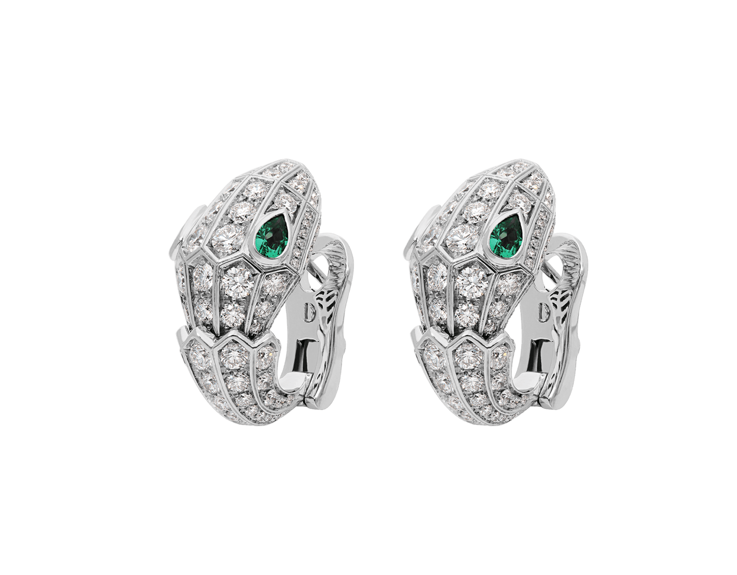 Carave Paris Serpente Emerald Pavé Hoop Earrings