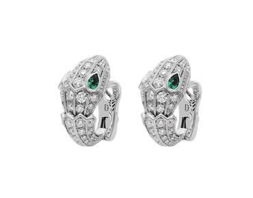 Carave Paris Serpente Emerald Pavé Hoop Earrings