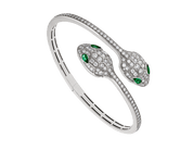 Carave Paris Serpente Emerald Pavé Open Cuff Bracelet