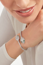 Carave Paris Serpente Emerald Pavé Open Cuff Bracelet