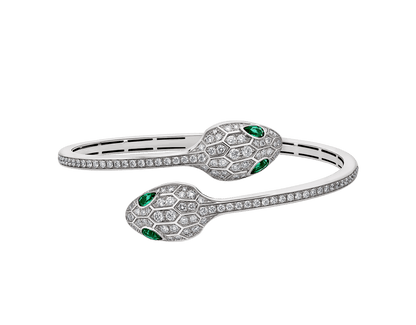 Carave Paris Serpente Emerald Pavé Open Cuff Bracelet