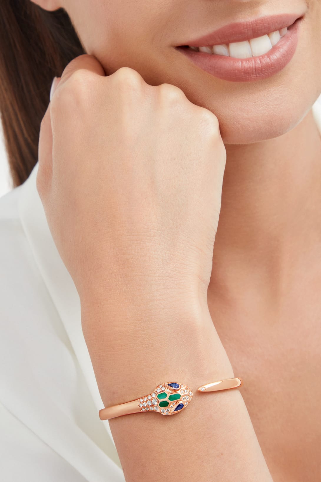 Carave Paris Serpente Malachite & Sapphire Open Cuff Bracelet