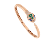 Carave Paris Serpente Malachite & Sapphire Open Cuff Bracelet