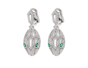 Carave Paris Serpenti Emerald Diamond Drop Earrings in White Gold