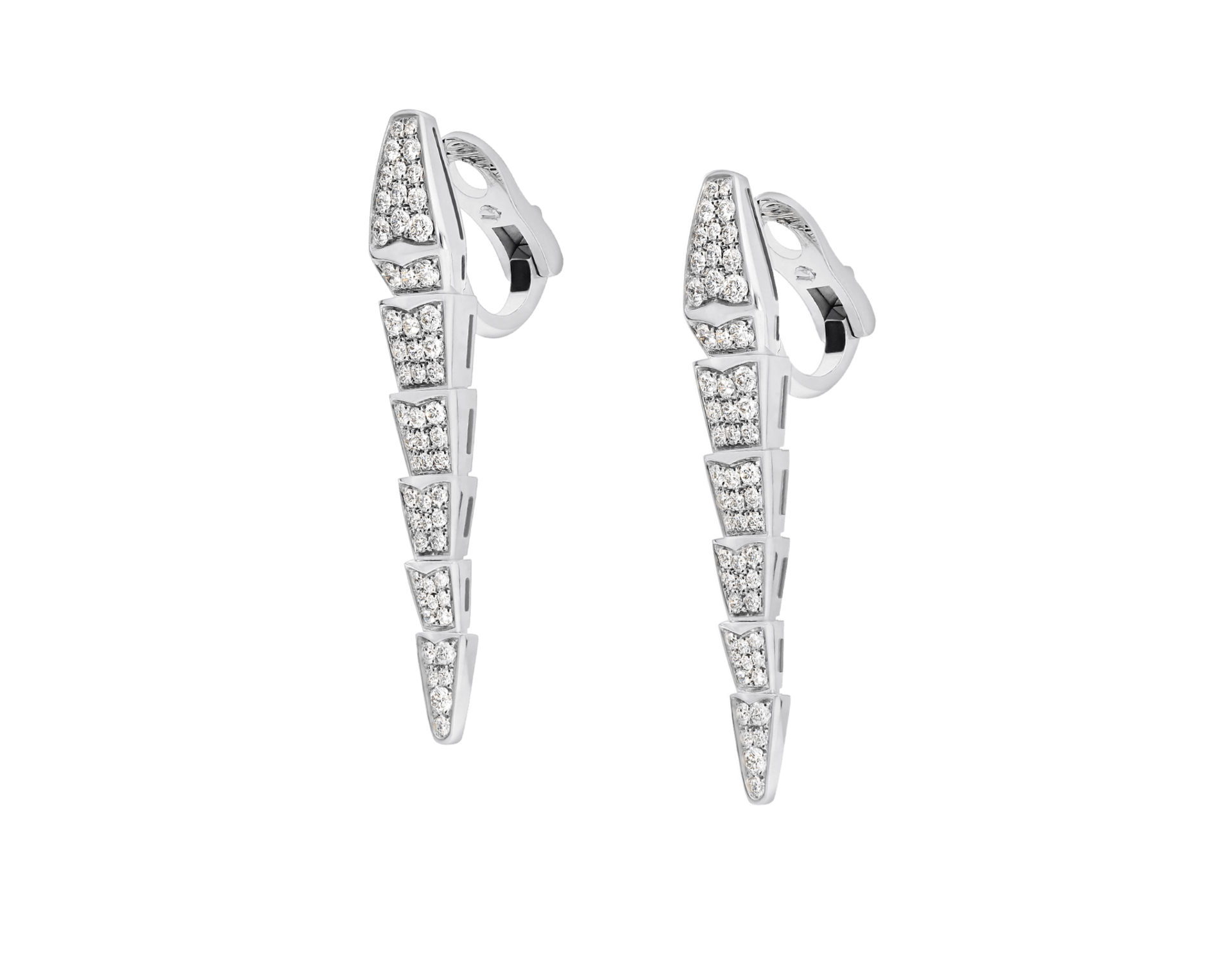 Carave Paris Serpenti Pavé Diamond Drop Earrings in White Gold