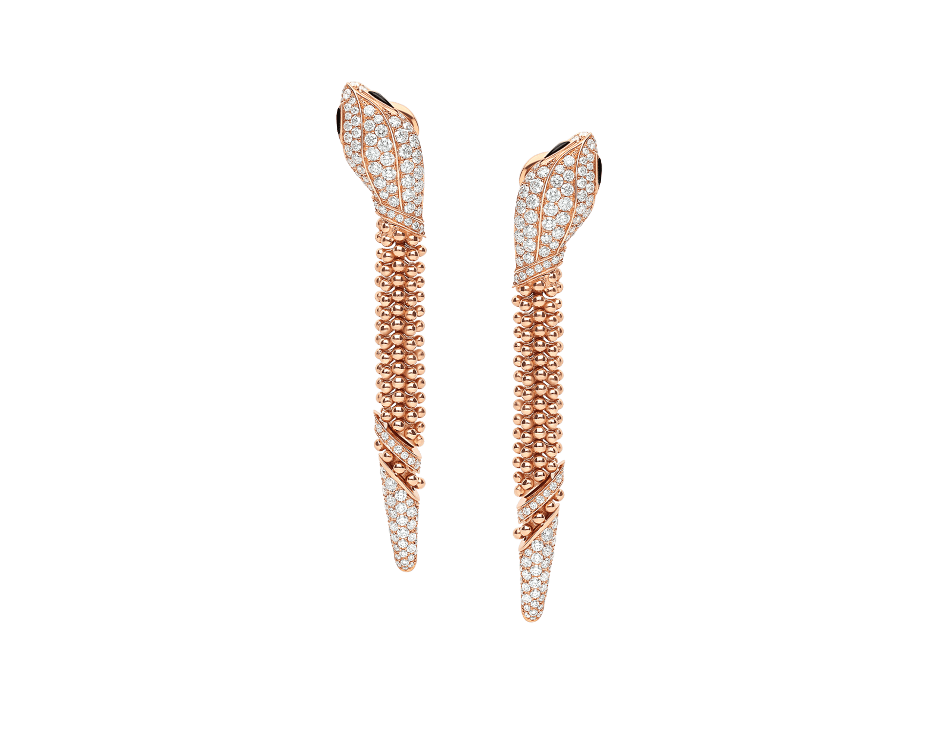 Carave Paris Serpenti Pavé Diamond Tassel Drop Earrings in Rose Gold
