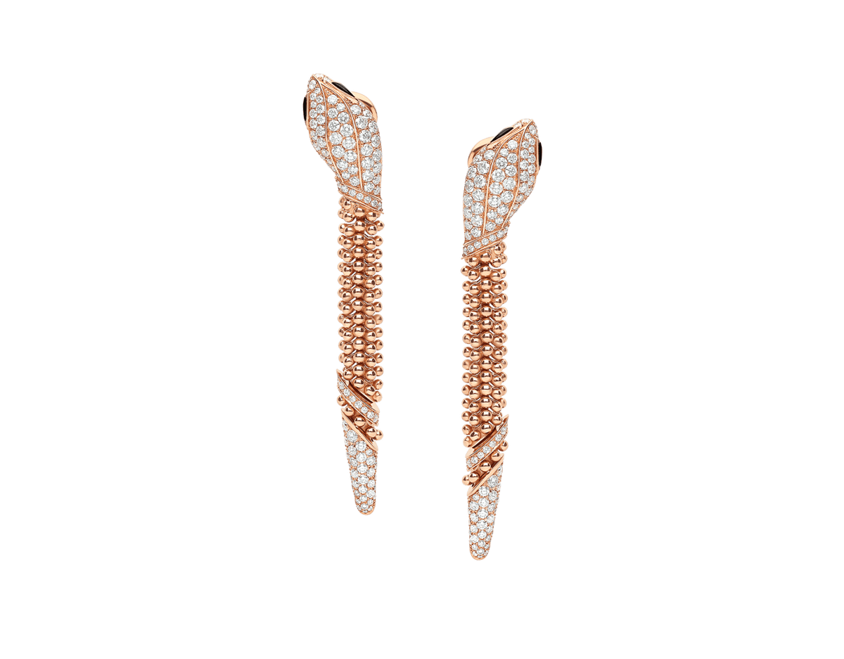 Carave Paris Serpenti Pavé Diamond Tassel Drop Earrings in Rose Gold