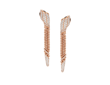 Carave Paris Serpenti Pavé Diamond Tassel Drop Earrings in Rose Gold