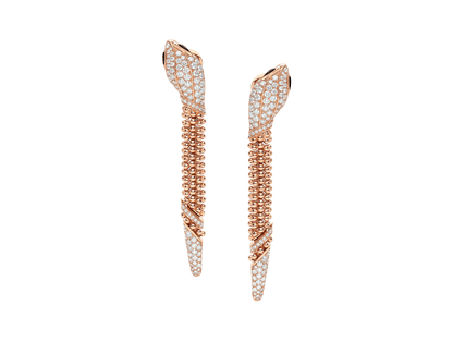 Carave Paris Serpenti Pavé Diamond Tassel Drop Earrings in Rose Gold