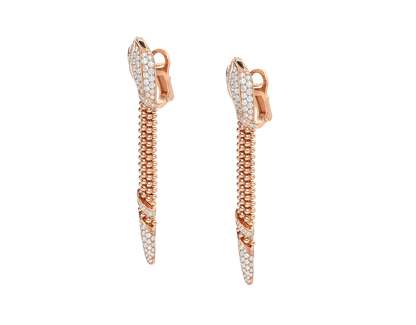 Carave Paris Serpenti Pavé Diamond Tassel Drop Earrings in Rose Gold