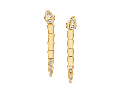 Carave Paris Serpenti Pyramid Diamond Gold Drop Earrings