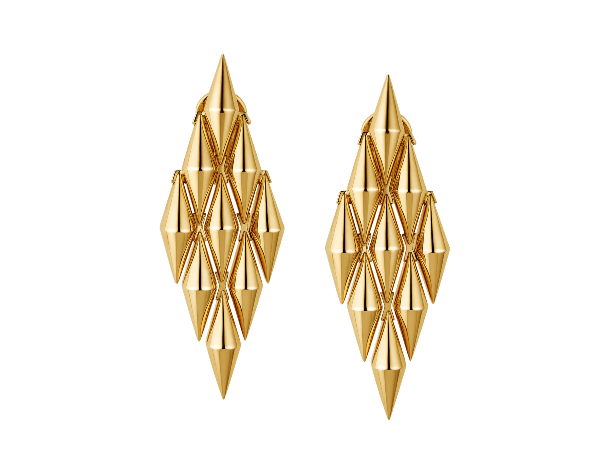 Carave Paris Serpenti Pyramid Gold Drop Earrings