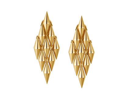 Carave Paris Serpenti Pyramid Gold Drop Earrings