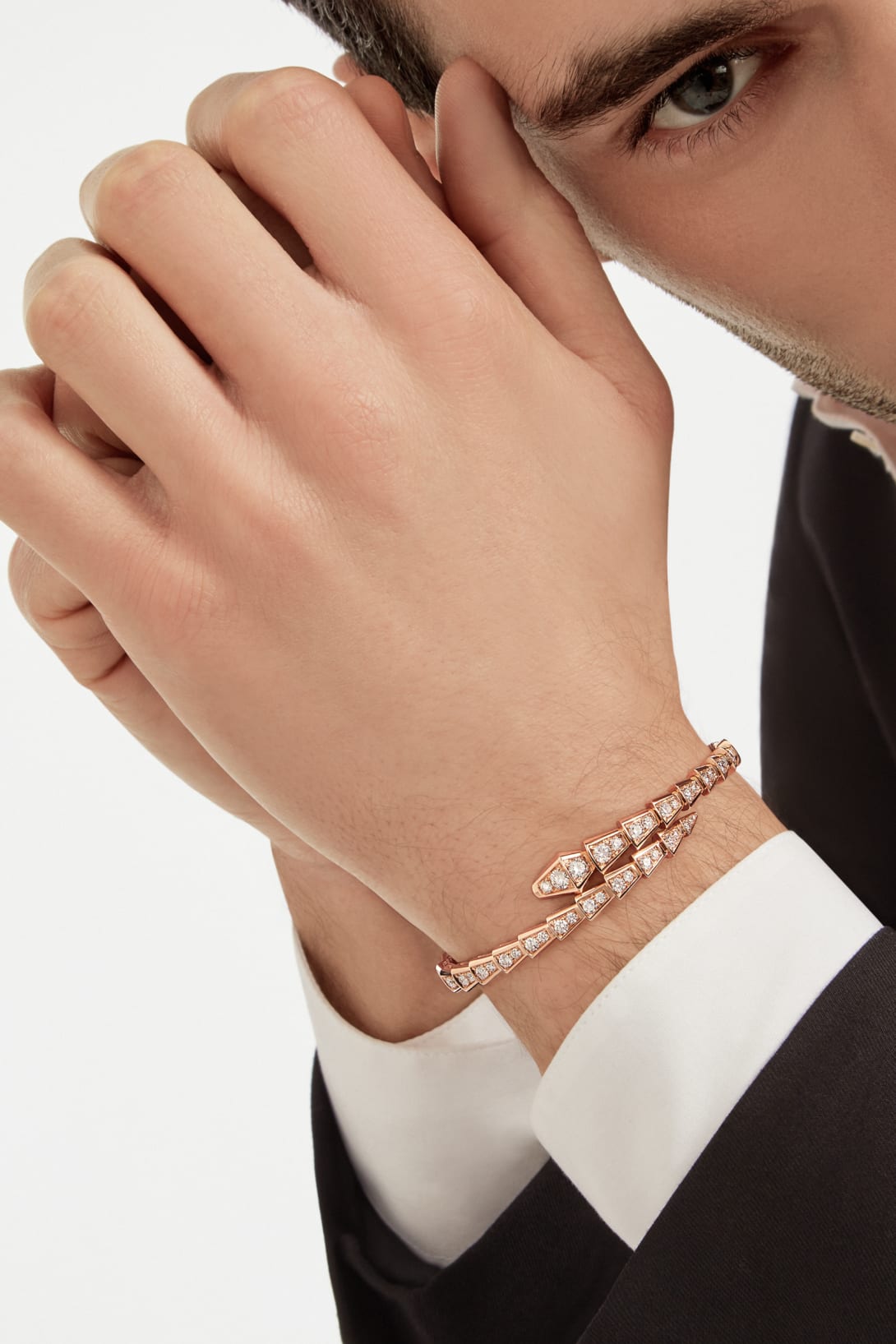 Carave Paris Serpenti Rose Gold Diamond Wrap Bangle Bracelet