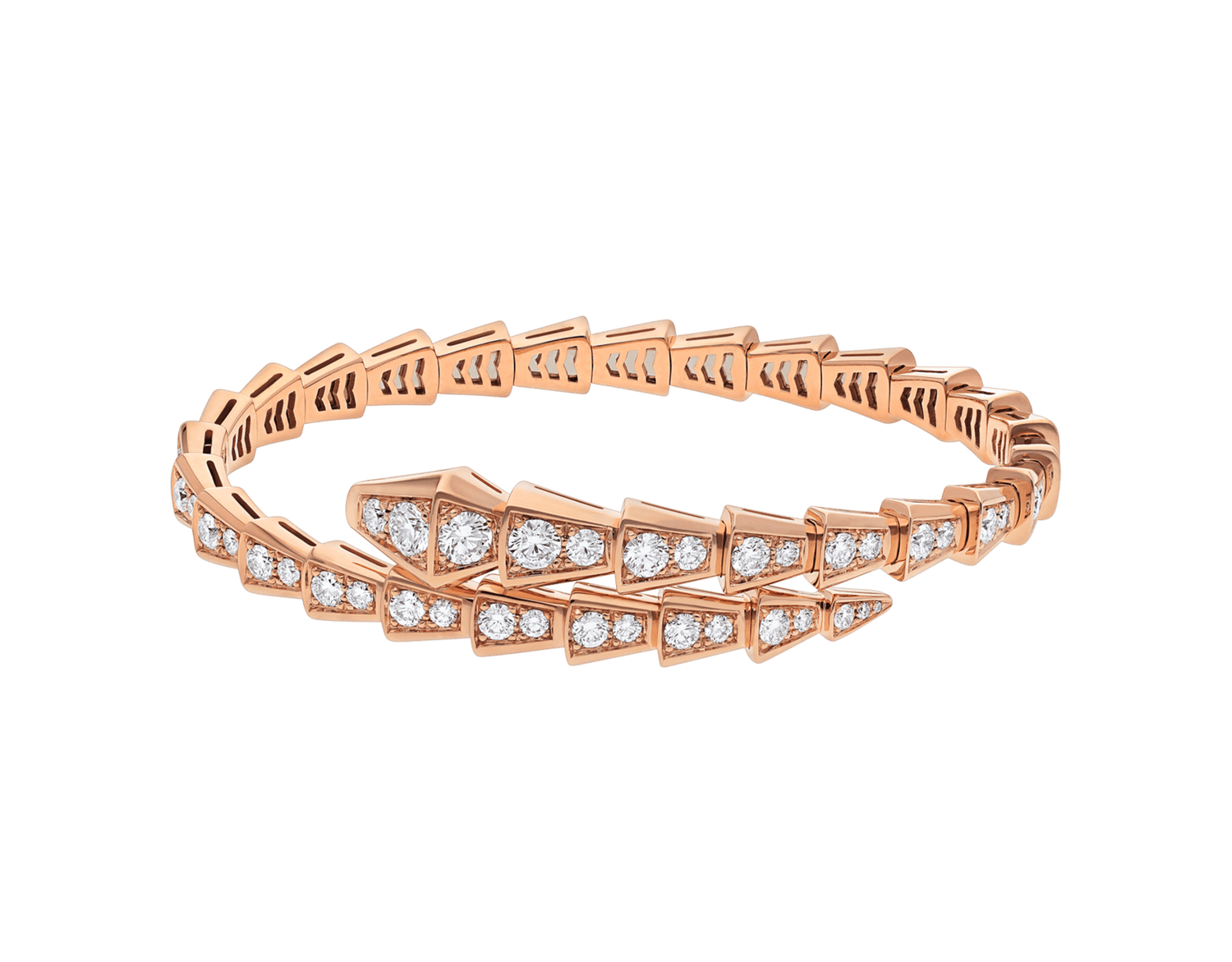 Carave Paris Serpenti Rose Gold Diamond Wrap Bangle Bracelet