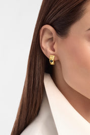 Carave Paris Serpenti Viper Black Onyx Stud Earrings in Yellow Gold