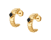 Carave Paris Serpenti Viper Black Onyx Stud Earrings in Yellow Gold