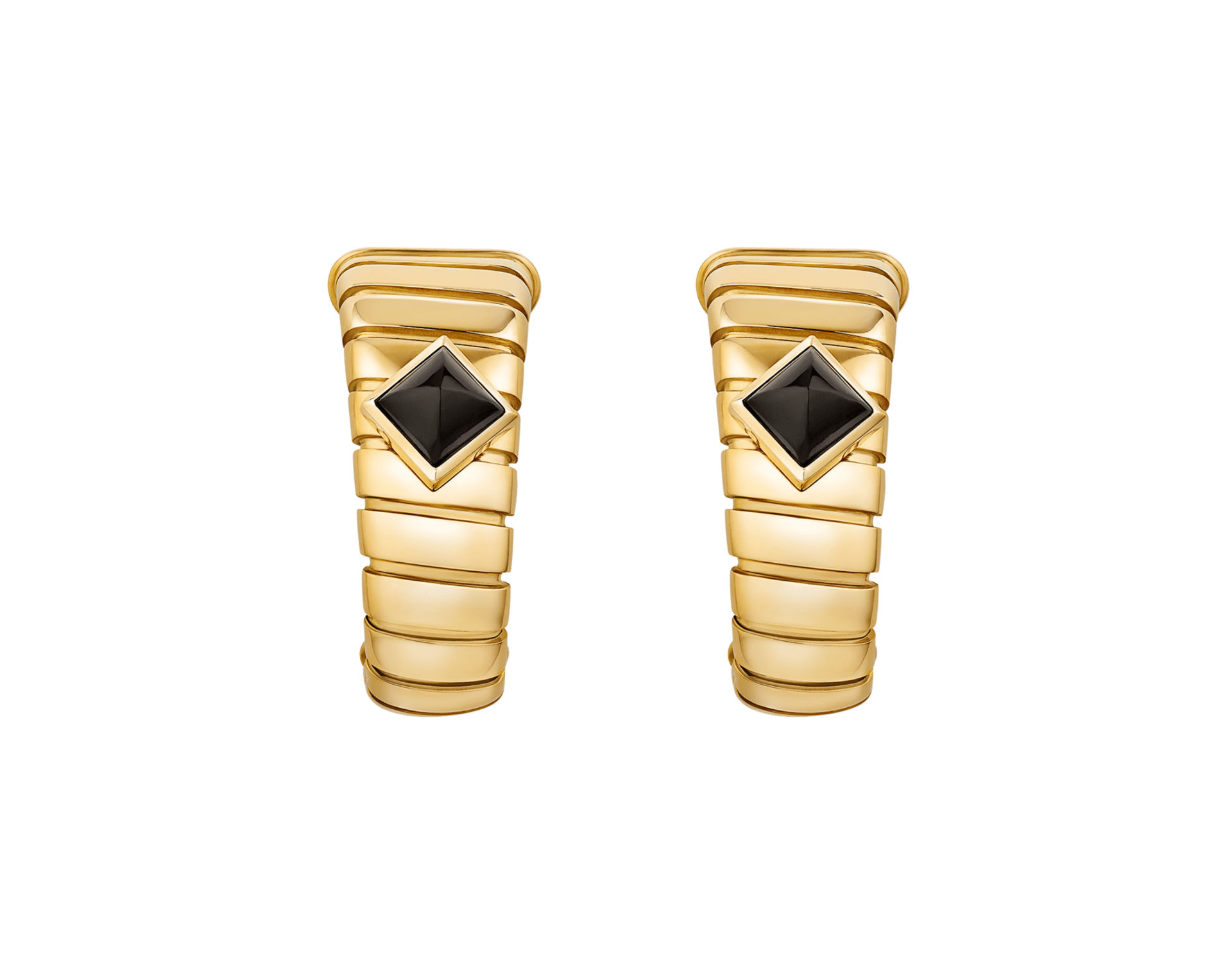 Carave Paris Serpenti Viper Black Onyx Stud Earrings in Yellow Gold