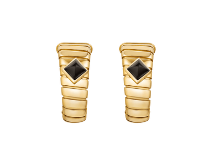 Carave Paris Serpenti Viper Black Onyx Stud Earrings in Yellow Gold