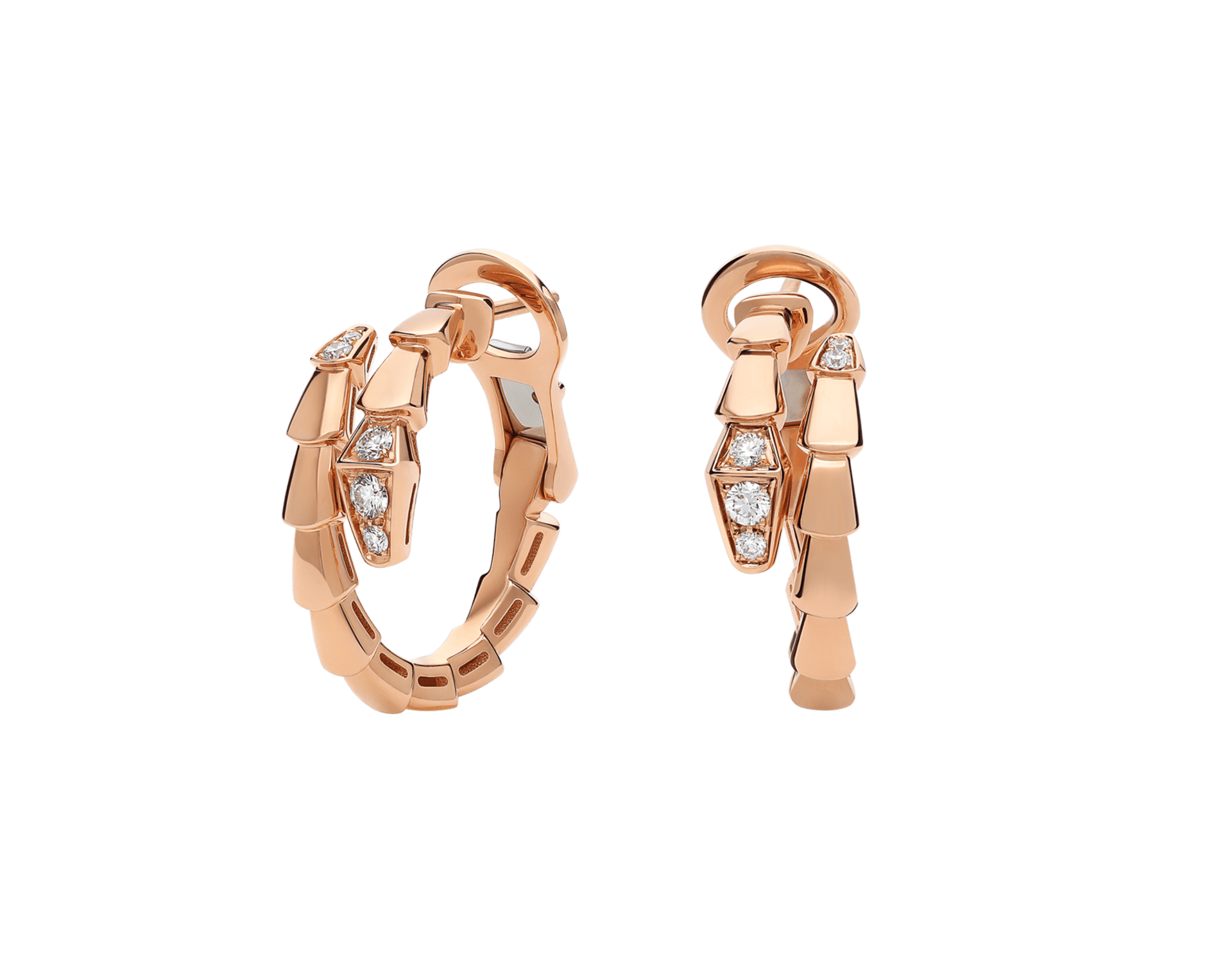 Carave Paris Serpenti Viper Diamond Hoop Earrings in Yellow Gold