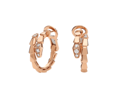 Carave Paris Serpenti Viper Diamond Hoop Earrings in Yellow Gold