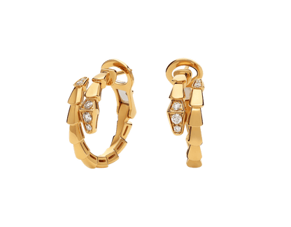 Carave Paris Serpenti Viper Diamond Hoop Earrings in Yellow Gold