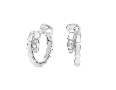 Carave Paris Serpenti Viper Diamond Huggie Earrings in White Gold