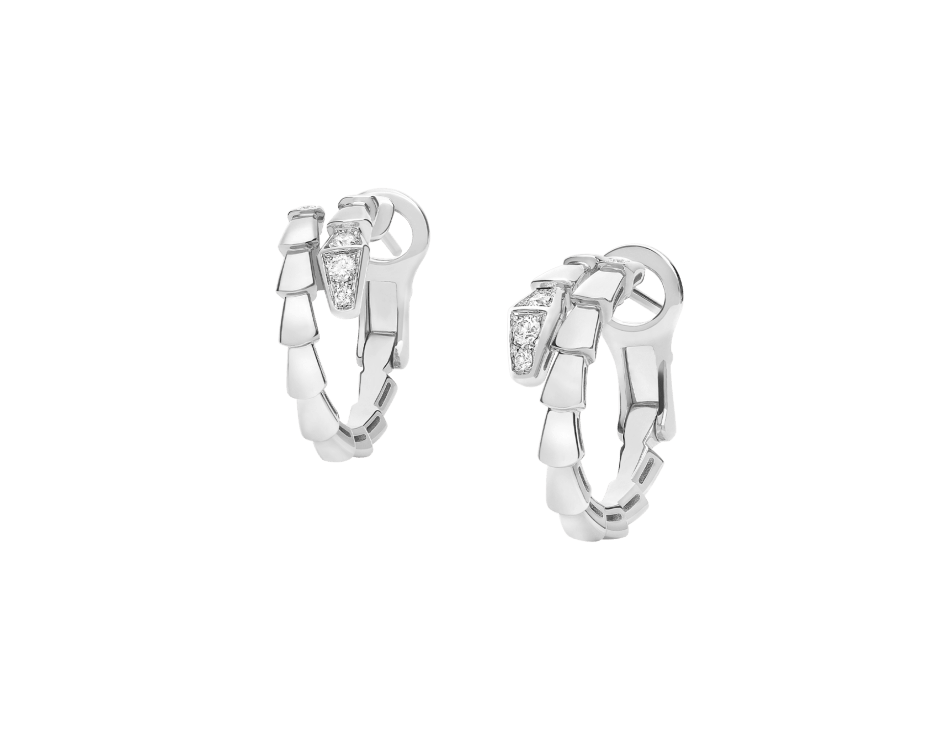 Carave Paris Serpenti Viper Diamond Huggie Earrings in White Gold