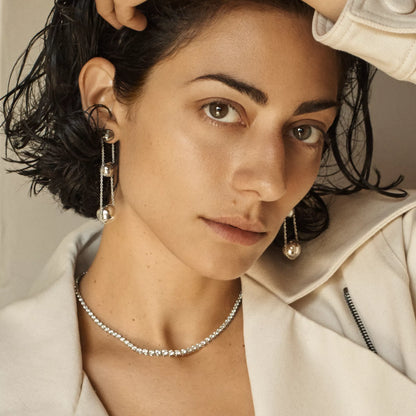 Carave Paris Silver Crystal Tennis Choker Necklace