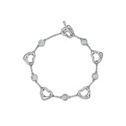 Carave Paris Silver Heart Chain Bracelet with Stone Detail for Women