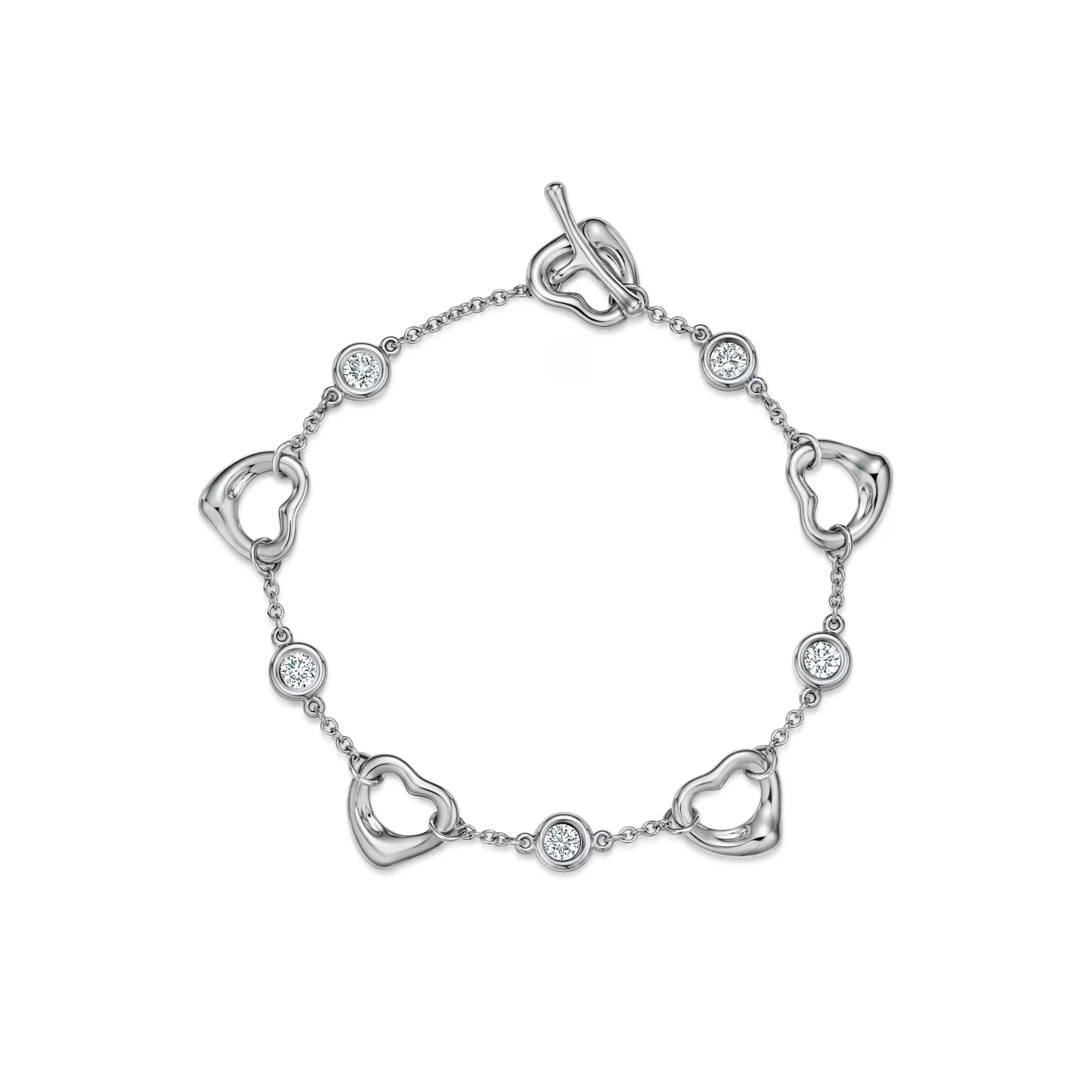 Carave Paris Silver Heart Chain Bracelet with Stone Detail for Women