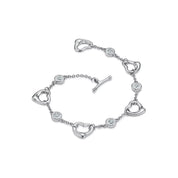 Carave Paris Silver Heart Chain Bracelet with Stone Detail for Women