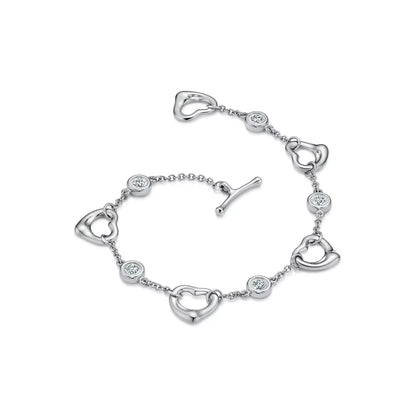 Carave Paris Silver Heart Chain Bracelet with Stone Detail for Women