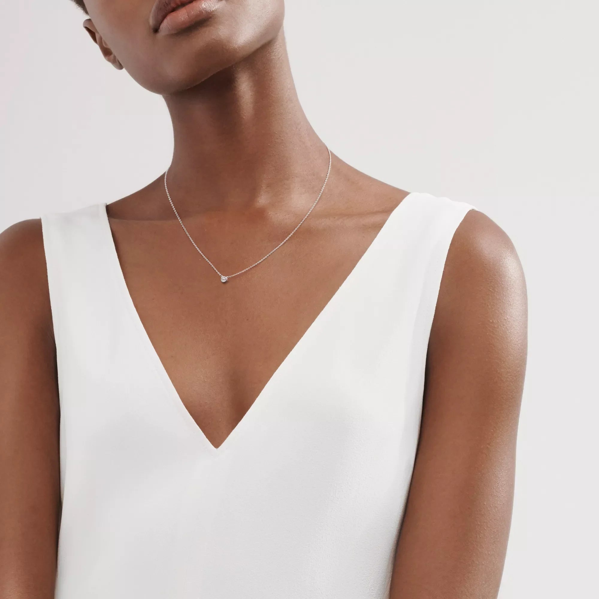 Carave Paris Solitaire Diamond Pendant Necklace in Silver