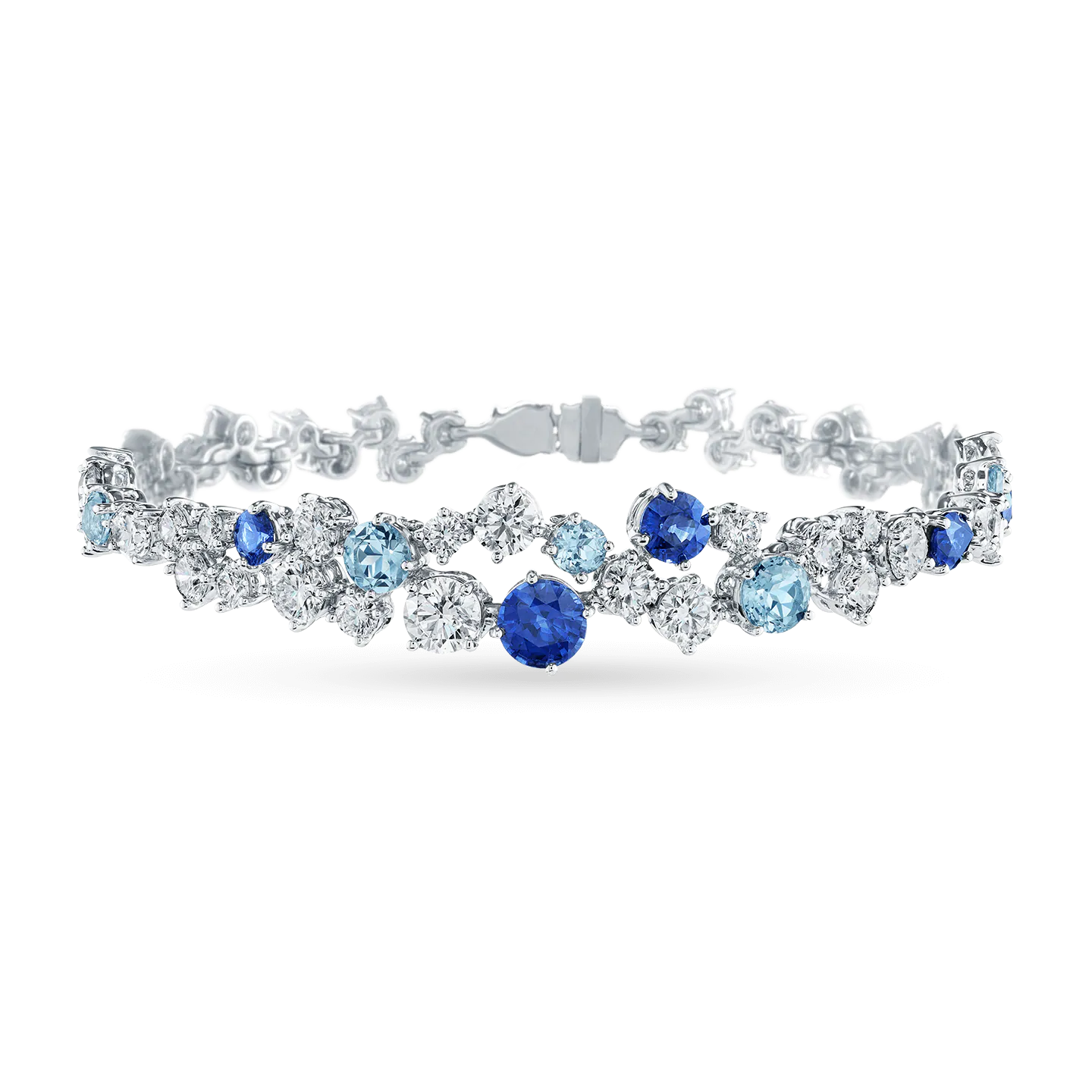 Carave Paris Sparkling Cluster Sapphire & Aqua Diamond Bracelet