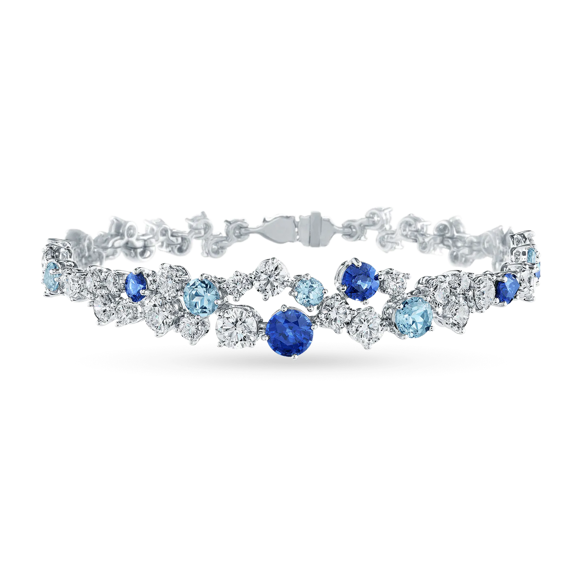 Carave Paris Sparkling Cluster Sapphire & Aqua Diamond Bracelet