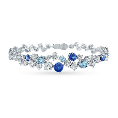 Carave Paris Sparkling Cluster Sapphire & Aqua Diamond Bracelet
