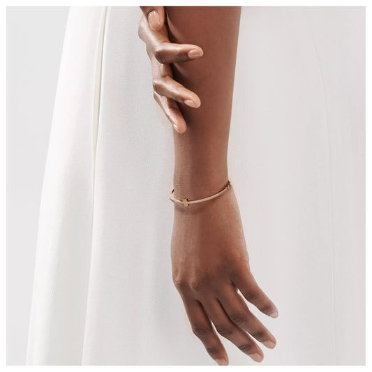 Carave Paris Rose Gold T Hinged Bangle Minimalist Luxury Bracelet