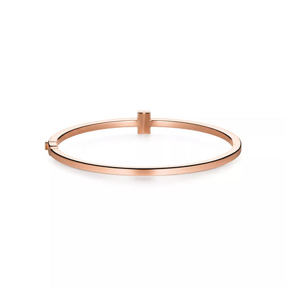 Carave Paris Rose Gold T Hinged Bangle Minimalist Luxury Bracelet