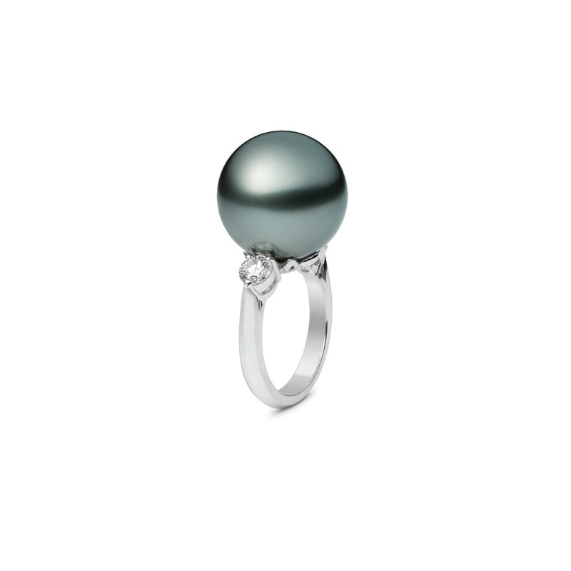 Carave Paris Tahitian Pearl Diamond Solitaire Ring