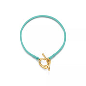 Carave Paris Tiffany Blue Cord Open Heart Gold Bracelet for Women