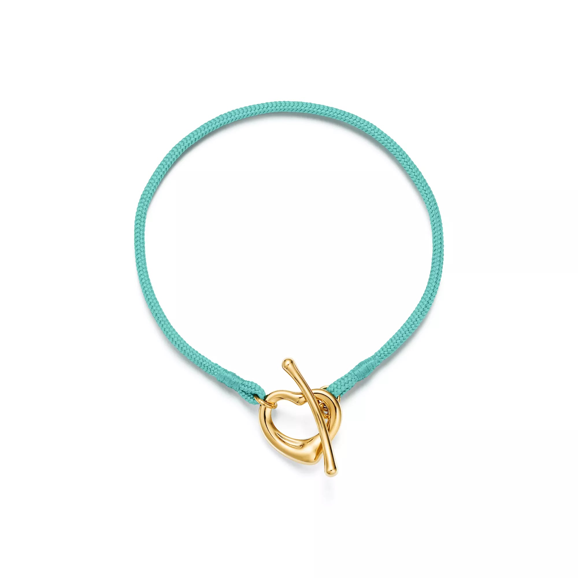 Carave Paris Tiffany Blue Cord Open Heart Gold Bracelet for Women
