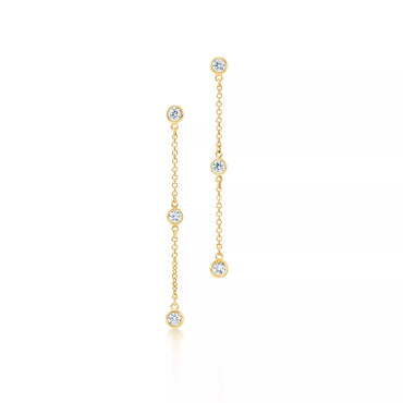 Carave Paris Triple Bezel Crystal Chain Drop Earrings