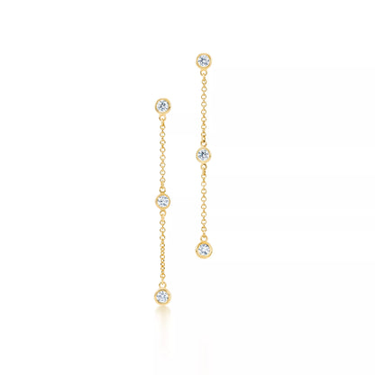 Carave Paris Triple Bezel Crystal Chain Drop Earrings