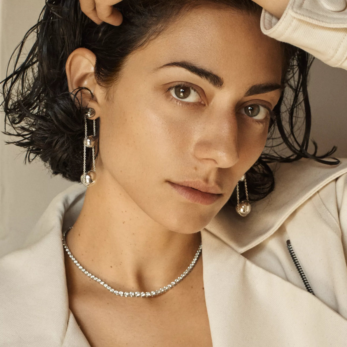 Carave Paris Triple Orb Chain Drop Earring