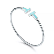 Carave Paris Turquoise T White Gold Open Bangle for Women