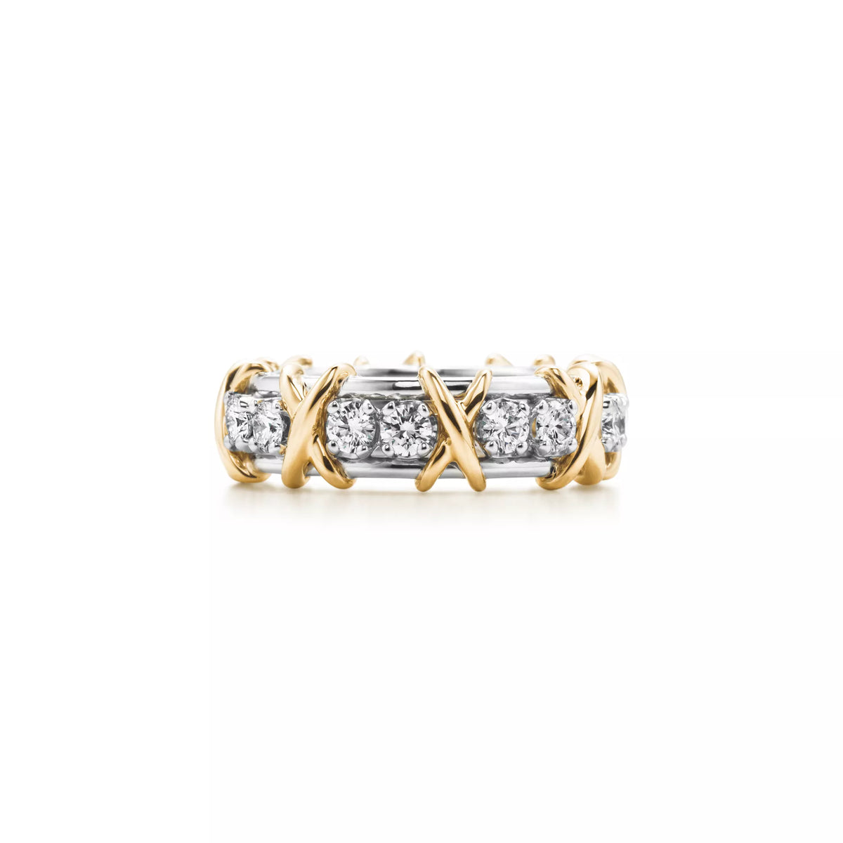 Carave Paris Two Tone Diamond X Link Eternity Ring