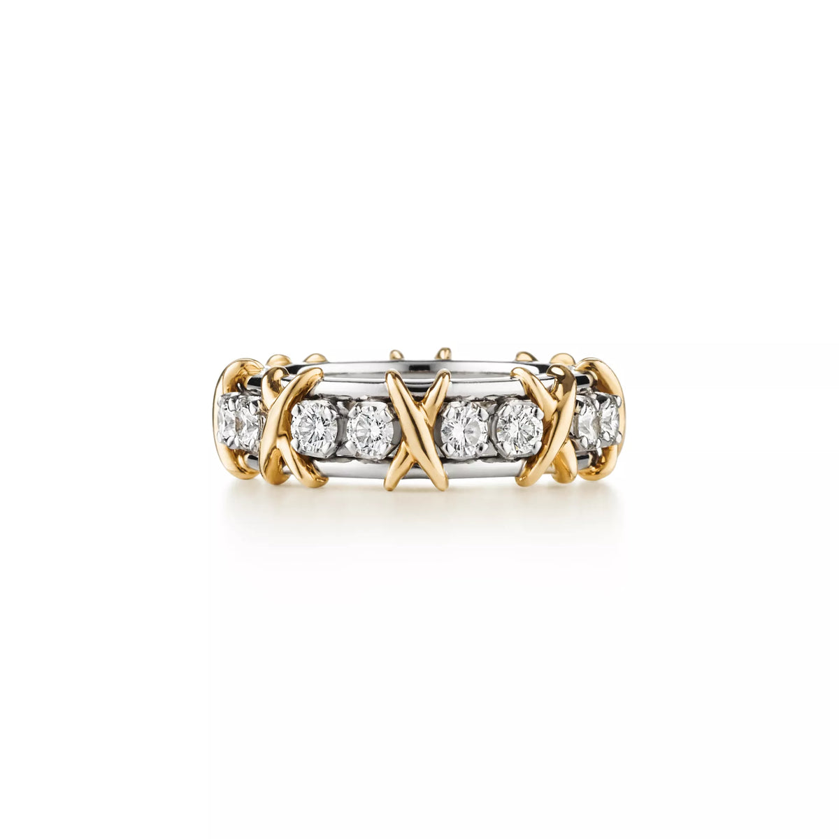 Carave Paris Two Tone Diamond X Link Eternity Ring